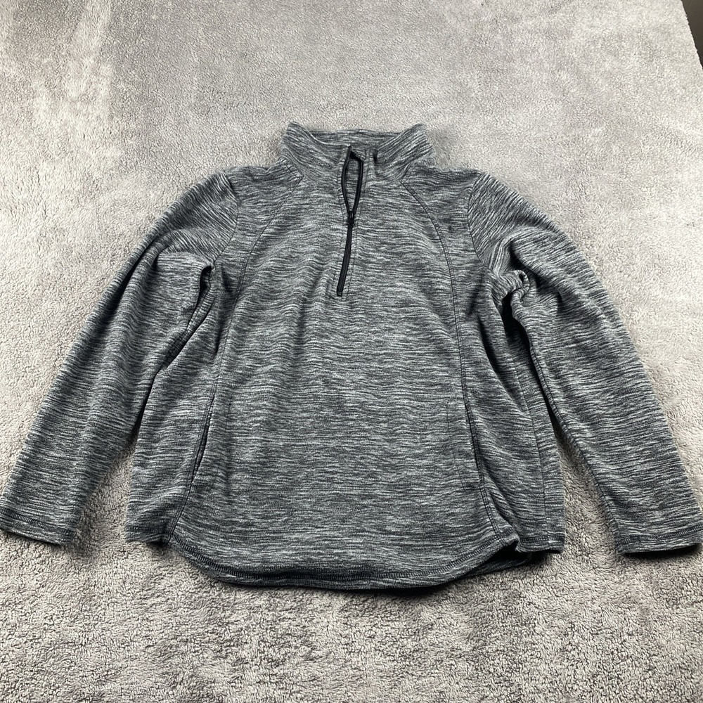 St Johns Bay Mock Neck Womens Petite Medium Gray Quarter Zip